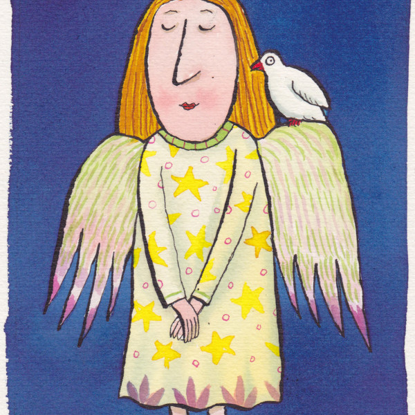 Angel and dove illustration
