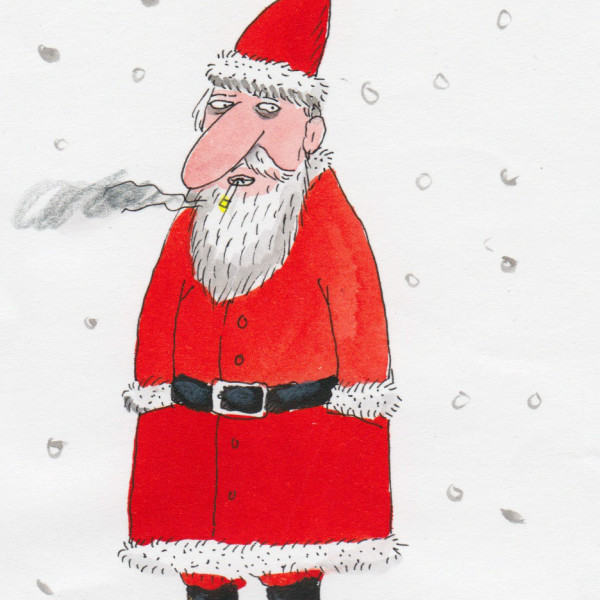 Smoking Santa illustration