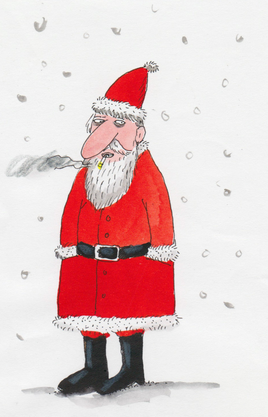 Smoking Santa illustration