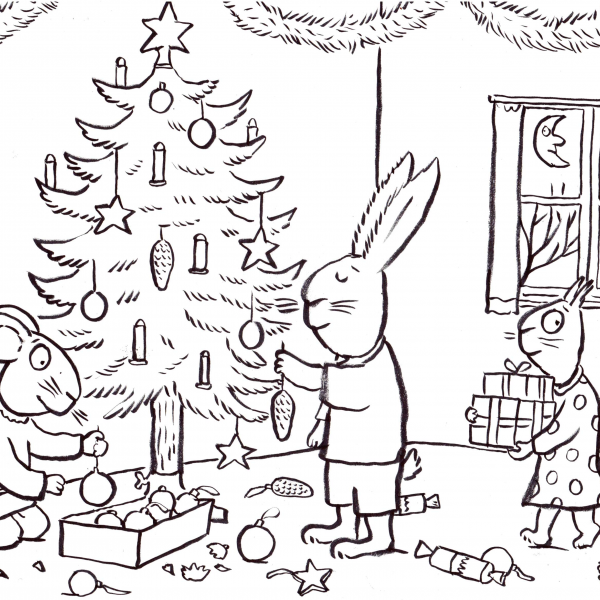 Decorating the Christmas tree illustration
