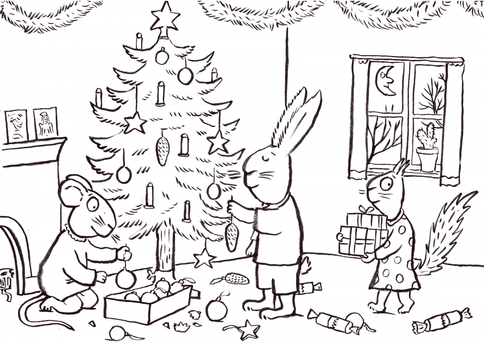 Decorating the Christmas tree illustration