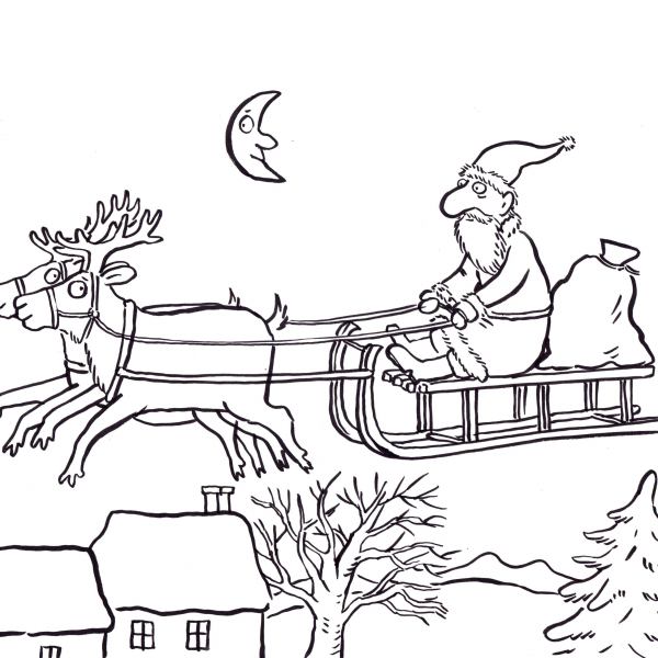 Santa on his sleigh illustration